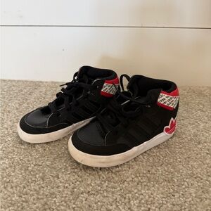 Adidas Trainers Kids Black and Red High-Top Sneakers